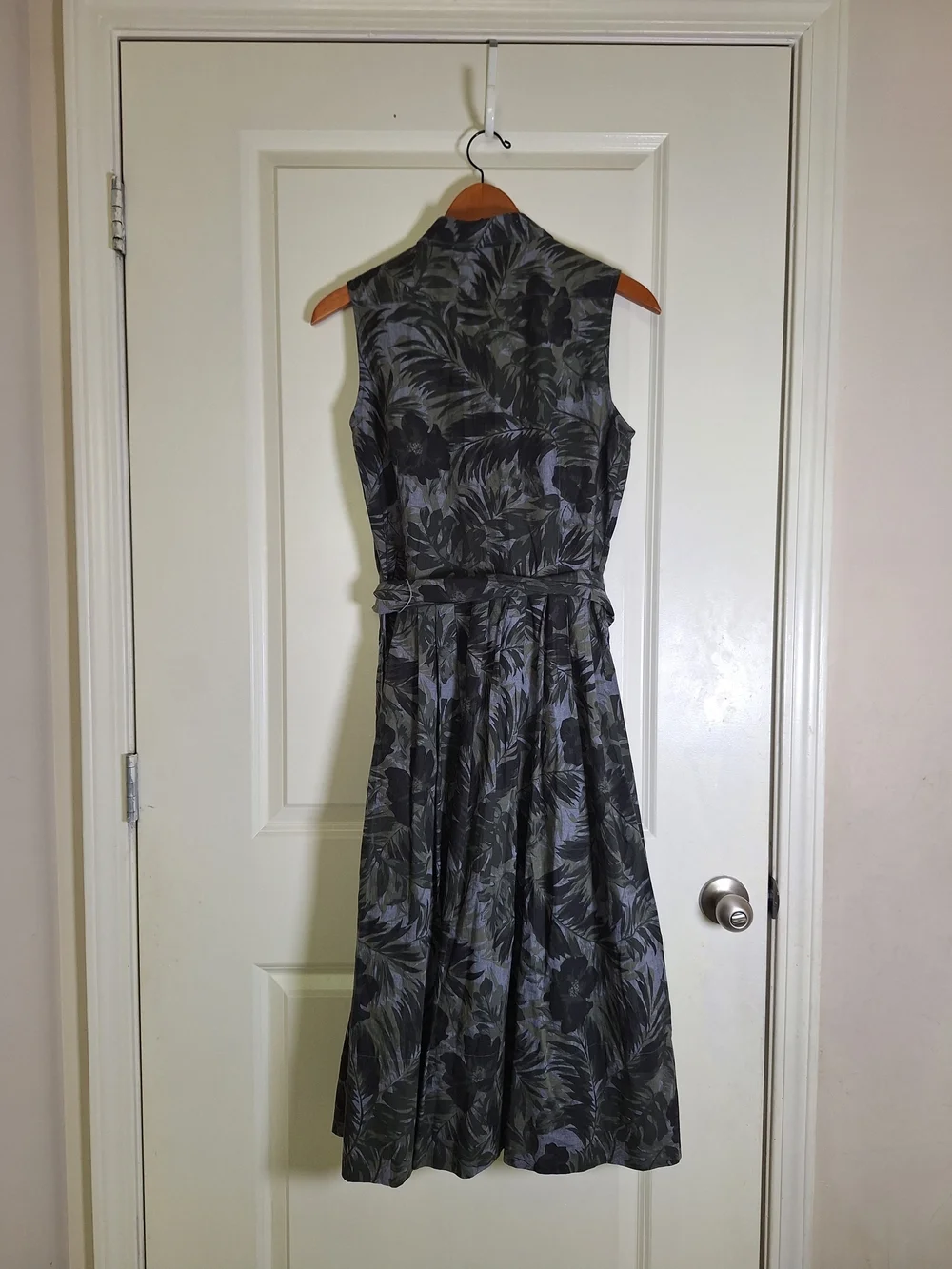 ANN MASHBURN Olive and Black Sleeveless Button-Front Midi Dress Size S - Picture 4 of 8